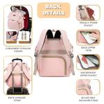 ROSEGIN Pink Diaper Bag Backpack for Baby Girls - Baby Shower Gifts for Mom, Quilted Diaper Bag with Changing Pad, Pacifier Case, Insulated Pockets, Stroller Straps, 35L Large Capacity - Cute