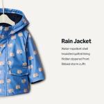 Amazon Essentials Baby Boys' Water-Repellent Rain Jacket with Quilted Lining, Cornflower Blue Elephants, 24 Months
