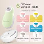 MelodySusie Baby Electric Nail File Kit, PC20F Magnetic Rechargeable & Safe Nail Trimmer with Night Light, Quiet Operation for Newborns, Infants, Toddlers, Gentle Nail Care Clipper, Green