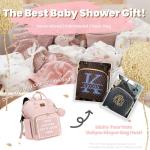 ROSEGIN Pink Diaper Bag Backpack for Baby Girls - Baby Shower Gifts for Mom, Quilted Diaper Bag with Changing Pad, Pacifier Case, Insulated Pockets, Stroller Straps, 35L Large Capacity - Cute