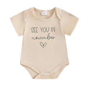 Yccutest Surprise Pregnancy Announcement Baby Onesie Newborn Infant Reveal Ideas Baby Announcement Bodysuit Unisex 0-3 Months (Apricot November,Newborn)