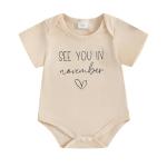 Yccutest Surprise Pregnancy Announcement Baby Onesie Newborn Infant Reveal Ideas Baby Announcement Bodysuit Unisex 0-3 Months (Apricot November,Newborn)