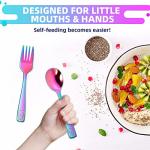 VITEVER 10 Pack Toddler Utensils, Stainless Steel Rainbow Silverware Set for Kids, Children Safe Cutlery Set Includes Forks and Spoons - Dishwasher Safe