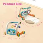 3 in 1 Baby Activity Gym Center, Tummy Time Play Mat Gym, Baby Push Walker, Kick and Play Piano with Music and Light, Sensory Toys for Newborn Babies Infants Toddlers Boys Girls