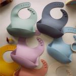 Moonkie Silicone Baby Bibs Set of 2, BPA Free Waterproof Baby Bibs for Eating, Soft Adjustable Silicone Bibs for Babies 6-12 Months, Toddler Bibs with Large Pocket Food Catcher (Ether/Sage)