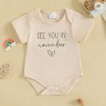 Yccutest Surprise Pregnancy Announcement Baby Onesie Newborn Infant Reveal Ideas Baby Announcement Bodysuit Unisex 0-3 Months (Apricot November,Newborn)