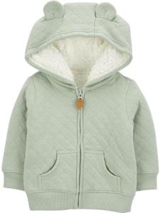 Simple Joys by Carter's unisex-baby Hooded Sweater Jacket with Sherpa Lining, Green, 0-3 Months