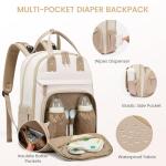LOVEVOOK Diaper Bag Backpack, Baby Bag with Changing Pad, Large Diaper Backpack Boy Girl, Waterproof Baby Registry Bag for Mom Dad with Stroller Buckles, Beige-khaki