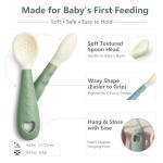 4-Pack Silicone Baby Spoons, Seposeve Soft Gum-Friendly First Feeding Spoons for Babies, Baby Feeding Utensils Essentials, Easy-Grip Handle, BPA Free, Dishwasher Safe, 2 Green 2 Blue