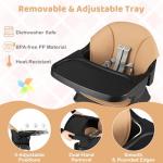 BABY JOY High Chair, 9-in-1 Convertible Highchairs for Babies and Toddlers, Booster Seat | Table & Chair Set | Stool, Adjustable Legs, Removable Tray, Safety Harness & Waterproof PU Cushion (Brown)