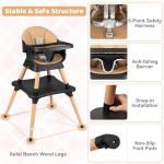 BABY JOY High Chair, 9-in-1 Convertible Highchairs for Babies and Toddlers, Booster Seat | Table & Chair Set | Stool, Adjustable Legs, Removable Tray, Safety Harness & Waterproof PU Cushion (Brown)