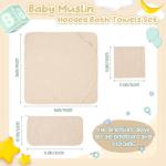Breling 12 Pcs Muslin Hooded Baby Bath Towel, Hand Towels and Washcloth Set, 36"x 36" Cotton Newborn Bath Towel Cotton Absorbent Blanket Unisex Newborn Gift Essentials for Girl Boy (Blue Series)