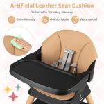 BABY JOY High Chair, 9-in-1 Convertible Highchairs for Babies and Toddlers, Booster Seat | Table & Chair Set | Stool, Adjustable Legs, Removable Tray, Safety Harness & Waterproof PU Cushion (Brown)