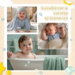 Breling 12 Pcs Muslin Hooded Baby Bath Towel, Hand Towels and Washcloth Set, 36"x 36" Cotton Newborn Bath Towel Cotton Absorbent Blanket Unisex Newborn Gift Essentials for Girl Boy (Blue Series)