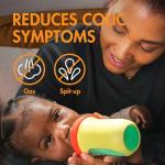 Boon Nursh Bottles - Silicone Baby Bottles Help Ease Colic Symptoms - Reusable Food-Grade Silicone Pouches with Polypropylene Shell - Medium Flow - 8 Oz - Color Block