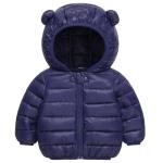 AIWUHE Winter Down Coats for Kids Baby Boys Girls Light Puffer Padded Jacket Bear Hoods Infant Outerwear Dark Blue 12-18 Months 90
