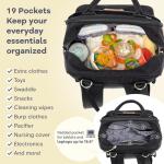 RUVALINO Diaper Bag Backpack, Multifunction Travel Pack Maternity Baby Changing Bags, Large Capacity, Waterproof, Black