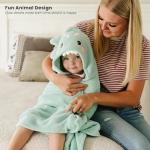 Konssy 2-Pack Hooded Baby Towels, 32" × 32" Soft & Absorbent Plush Fleece, Cute Animal Hood, Baby Bath Towels for Newborns & Toddlers, Boys & Girls