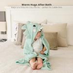 Konssy 2-Pack Hooded Baby Towels, 32" × 32" Soft & Absorbent Plush Fleece, Cute Animal Hood, Baby Bath Towels for Newborns & Toddlers, Boys & Girls