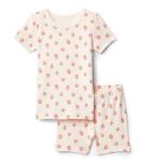Amazon Essentials x Sofia Grainge Baby Girls' Mommy and Me Short Sleeve Pajama Set, Peach Strawberry Toss, 12 Months