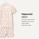 Amazon Essentials x Sofia Grainge Baby Girls' Mommy and Me Short Sleeve Pajama Set, Peach Strawberry Toss, 12 Months