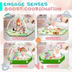 lulunemo Baby Play Mat,Tummy Time Mat with 6 Detachable Toys-Activity Gym for Visual, Auditory & Motor Development-Washable Baby Activity Mat for 0-12 Month Infants(Animal Theme)