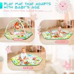 lulunemo Baby Play Mat,Tummy Time Mat with 6 Detachable Toys-Activity Gym for Visual, Auditory & Motor Development-Washable Baby Activity Mat for 0-12 Month Infants(Animal Theme)