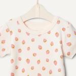 Amazon Essentials x Sofia Grainge Baby Girls' Mommy and Me Short Sleeve Pajama Set, Peach Strawberry Toss, 12 Months