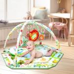 lulunemo Baby Play Mat,Tummy Time Mat with 6 Detachable Toys-Activity Gym for Visual, Auditory & Motor Development-Washable Baby Activity Mat for 0-12 Month Infants(Animal Theme)