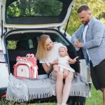 Collapsible Baby Bathtub for Newborn, Foldable Baby Bath Tub with Thermometer & Soft Floating Cushion & Drain Hole, Portable Travel Infant Bath Tubs for Newborns to Toddler 0-36 Months Girl, Pink