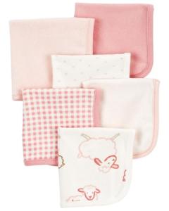 Carter's 6-Pack Washcloths (Pink/Ivory)