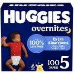 Huggies Size 5 Overnites Baby Diapers: Overnight Diapers, Size 5 (27+ lbs), 100 Ct (2 Packs of 50), Packaging May Vary