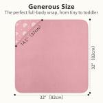 FIEMOL Hooded Baby Towels for Newborn,100% Cotton Baby Bath Towels with Hood for Infant Toddler Girl, 2 Pack 32x32 Inch Soft & Absorbent Knit Terry Bath Essentials Pink Rainbow