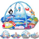 Baby Gym Play Mat, 8-in-1 Ocean Theme Tummy Time Mat & Ball Pit, Washable Baby Activity Play Mat for Visual, Hearing, Sensory, Motor Development, Baby Toys Gift for Toddler Infant 0-3-6-9-12-18 Months