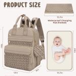 CandyHome Diaper Bag Backpack, Waterproof Stylish Baby Bag with Changing Pad, Large Capacity Travel Essentials Baby Diaper Bag with USB Port, Stroller Straps & Pacifier Case (Khaki)