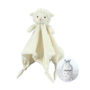 CREVENT Cozy Plush Baby Security Blanket Loveys for Baby Girls Boys, Minky Front and Back with Animal Face (Ivory Sheep)