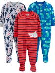 Simple Joys by Carter's Baby Boy's 3-Pack Loose Fit Flame Resistant Polyester Footed Pajamas Sleepwear, iguana/sea Creatures/shark, 18 Months