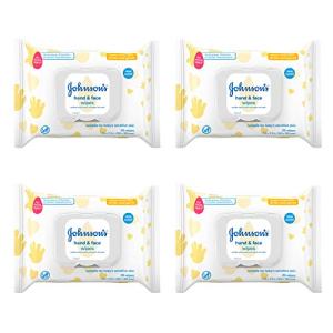 Johnson's Baby Hand & Face Baby Sanitizing Cleansing Wipes for Travel and On-The-Go, No More Tears Formula, Paraben and Alcohol Free, 25 ct, Case of 4