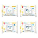 Johnson's Baby Hand & Face Baby Sanitizing Cleansing Wipes for Travel and On-The-Go, No More Tears Formula, Paraben and Alcohol Free, 25 ct, Case of 4