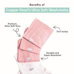 Copper Pearl 6 Ultra Soft Baby Bath Washcloths Premium Large Soft Dove (White) 11" x 11" Towels