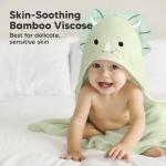 KeaBabies Hooded Baby Towel for Newborn - Viscose Derived from Bamboo Large Baby Bath Towels with Hood for Boys, Girls, Toddler, Extra Absorbent & Soft Newborn Bath Essentials (Triceratops, Regular)