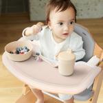 Cowiewie 3-in-1 Convertible Natural Wooden High Chair for Babies & Toddlers 3-Tier Remove & 2 Adjustable Wood Tray & 8 Levels Adjustable, 2 Waterproof Cozy Cushions Grey