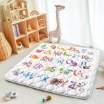 Beavtaens Baby Play Mat, 50x50 Playpen Mat with Super Soft Touch, Activity Mats with Upgraded Anti-Slip Bottom, Machine Washable Crawling Mats for Floor & Picnic (Animal Alphabets)