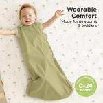 2-Pack Organic Baby Sleep Sacks, 100% Cotton - Soft & Breathable 0.5TOG Baby Wearable Blanket, Toddler Sleeping Sack 6-18 Months, Easy to Wear Transitional Swaddles for Newborns, Infants (Avocado, M)