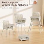 Obee Odee 3-in-1 Portable Baby High Chair for Babies and Toddlers, Convertible Easy Clean Infant Foldable Highchair with Adjustable Legs & Dishwasher Safe Tray, Beige