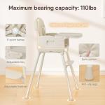 Obee Odee 3-in-1 Portable Baby High Chair for Babies and Toddlers, Convertible Easy Clean Infant Foldable Highchair with Adjustable Legs & Dishwasher Safe Tray, Beige