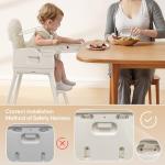 Obee Odee 3-in-1 Portable Baby High Chair for Babies and Toddlers, Convertible Easy Clean Infant Foldable Highchair with Adjustable Legs & Dishwasher Safe Tray, Beige