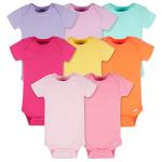 Onesies Brand Baby Girls 8-Pack Short Sleeve Mix & Match Bodysuits and Toddler T-Shirt Set, Solid Girl Colors, 3-6 Months US