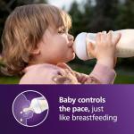 Philips Avent Natural Baby Bottles with Natural Response Nipples (Fast Flow, Flow 4), 11oz, 2-Pack, SCY906/02