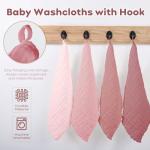 Yoofoss Muslin Baby Washcloths 100% Organic Cotton Face Towels 6 Pack Wash Cloths for Baby 12x12in Soft and Absorbent Baby Wipes (Gradient Pink)